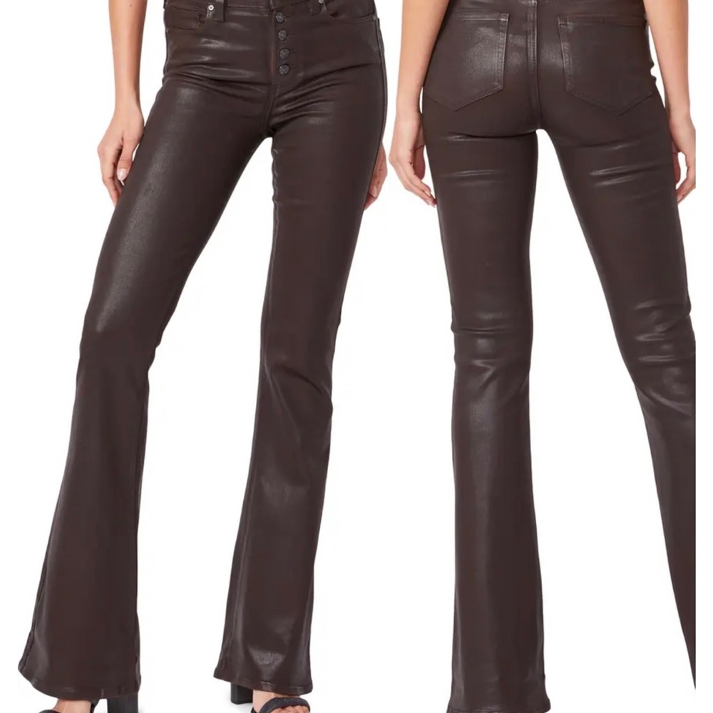 Paige Lou Lou High Waisted exposed button coated Flares